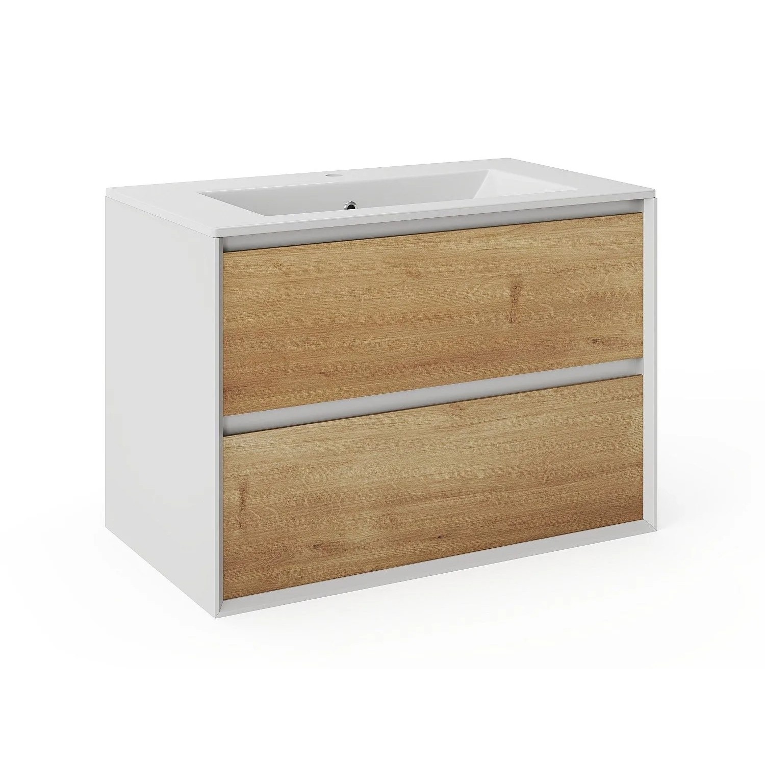 Vente-unique Einzelwaschtisch Lannick Naturfarben Hell  Weiß 80 cm