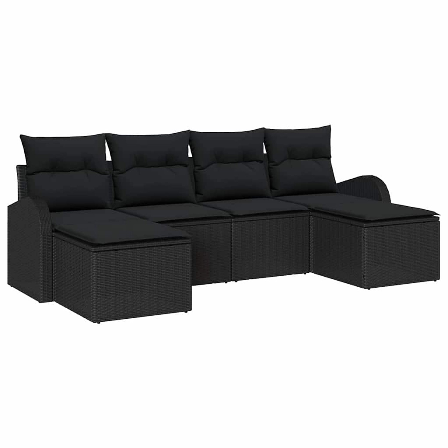 vidaXL Garten-Sofa-Set mit Kissen 6-Tlg Schwarz Poly Rattan 3346153 günstig online kaufen