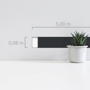 Selbstklebende A.S. Création Borte mit Wellenmuster in Schwarz-Metallic, 5 m Länge.