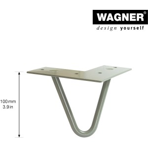 Wagner Möbelbein Hairpin, 100 mm, Moosgrau, aus Stahl mit Anschraubplatte.