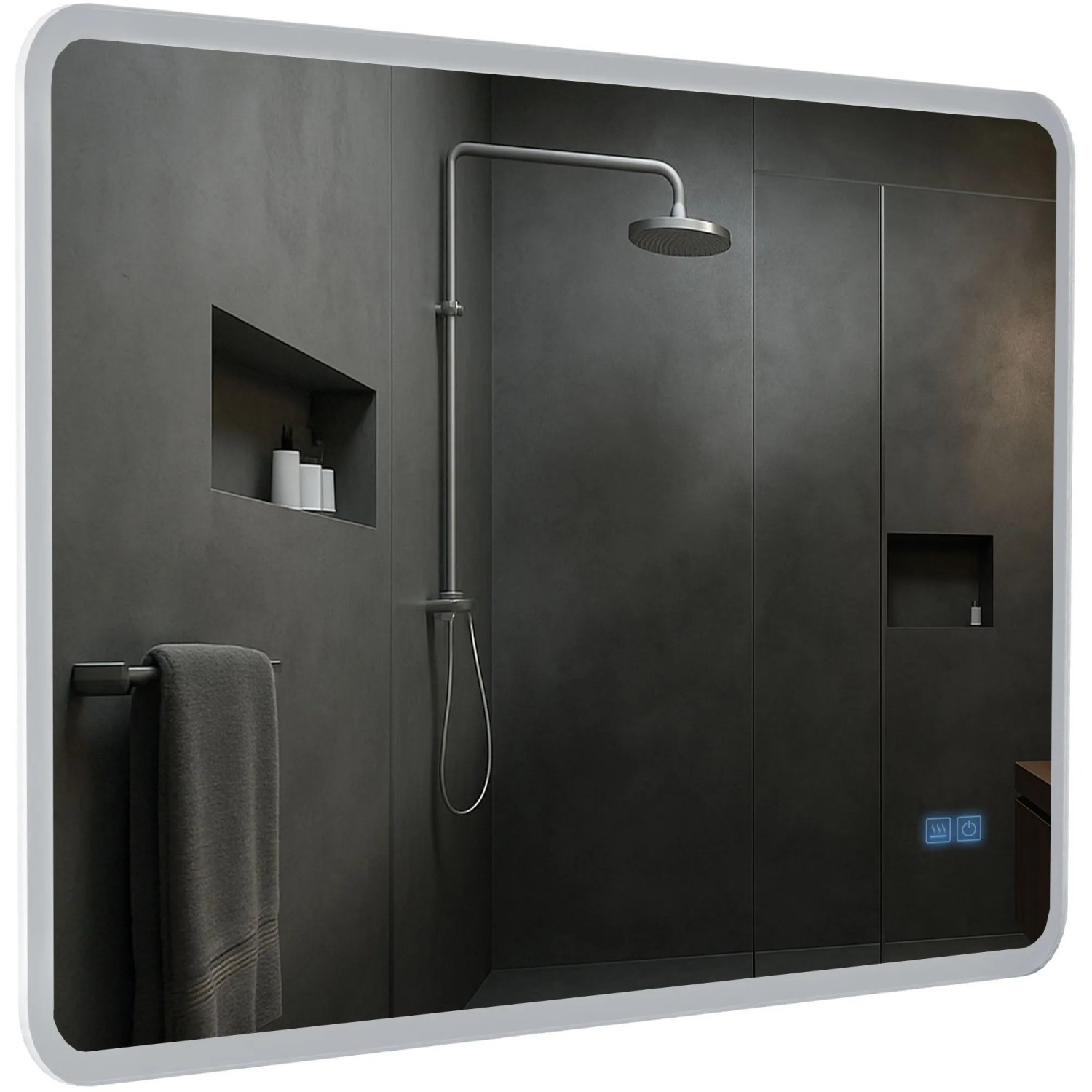 DELUKE Badspiegel WIEN 70x100 mit Bluetooth 100x3,5x70cm Glas Klarglas Badezimmerspiegel Wandspiegel