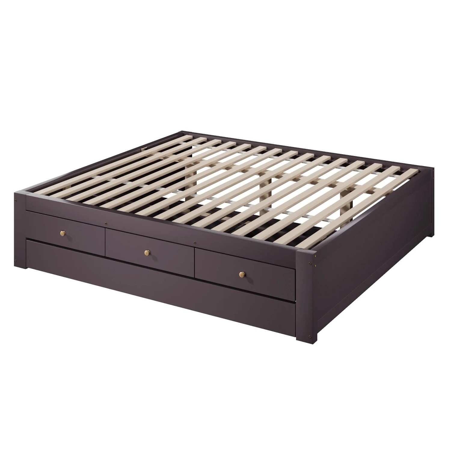 Merax Holzbett 140x200 cm mit Ausziehbett 3 Schubladen Braun