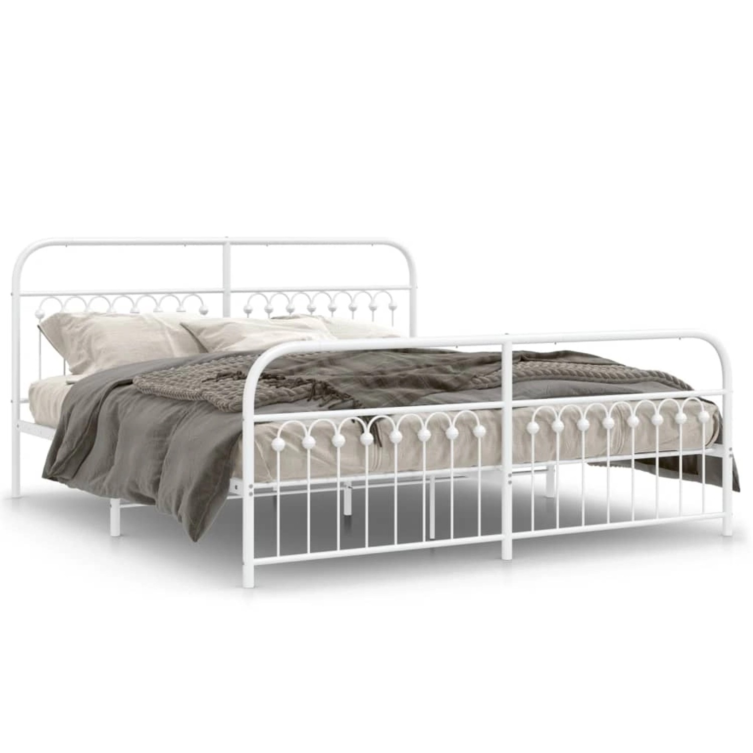 vidaXL Bettgestell mit Kopf- und Fußteil Metall Weiß 183x213 cm 376672 günstig online kaufen