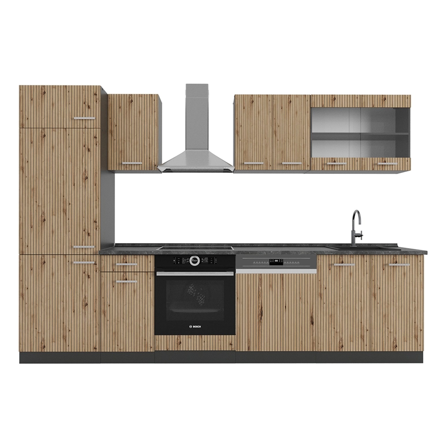 Vicco R-Line Küchenzeile Artisan Eiche/Anthrazit 300 cm AP Anthrazit günstig online kaufen