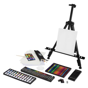 ECD Germany XXL Malset mit Staffelei, Acrylfarben, Buntstiften und Zubehör.