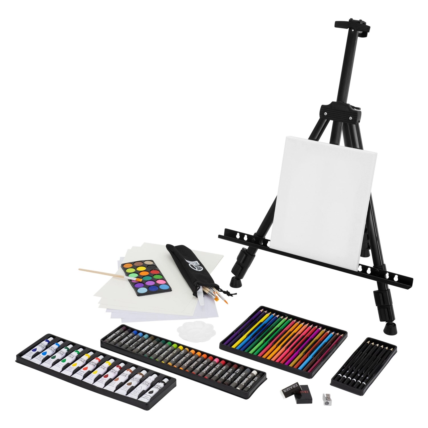 ECD Germany XXL Malset mit Staffelei, Acrylfarben, Buntstiften und Zubehör.