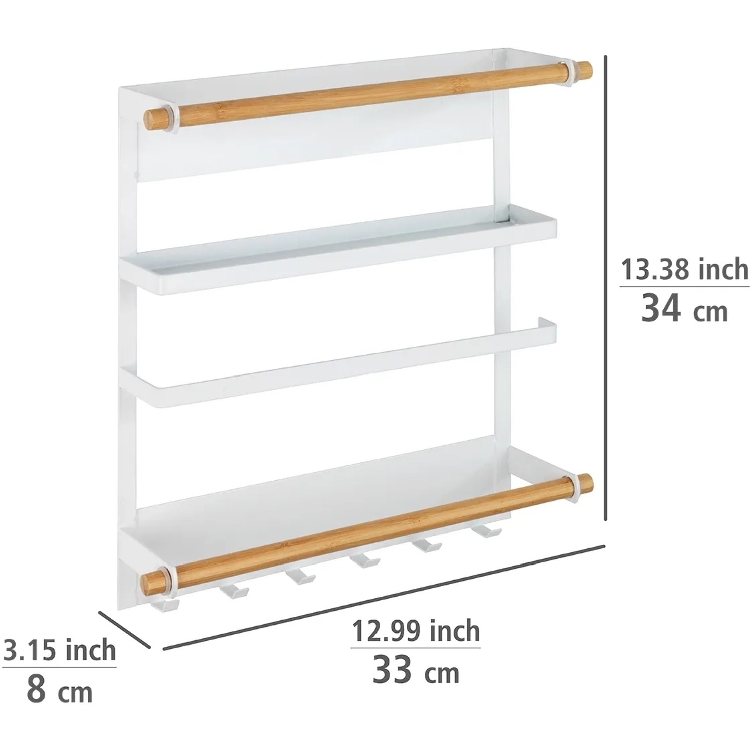 Wenko Küchenregal Magna, magnetisch, weiß, mit Ablagen, Papierrollenhalter und Haken.
