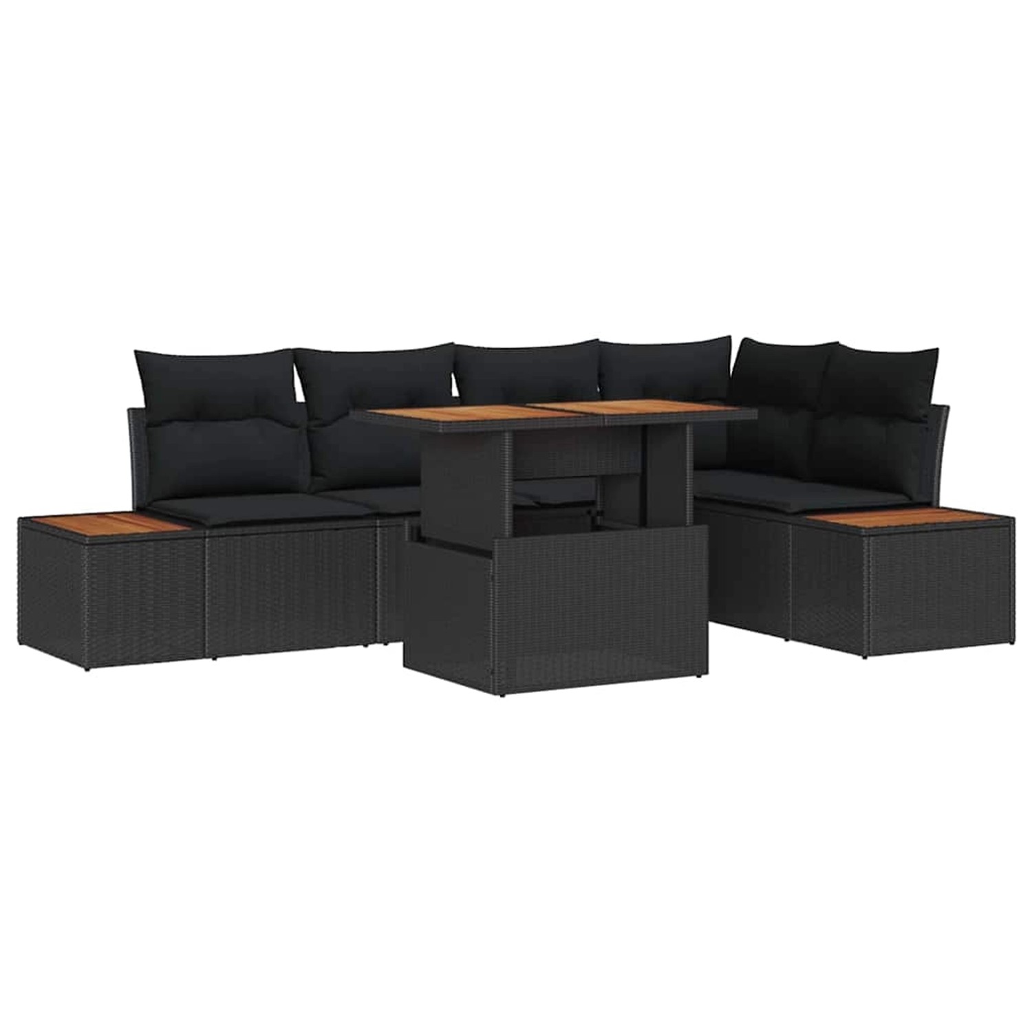 vidaXL Garten-Sofa-Set mit Speicher 6-Tlg Schwarz Poly Rattan 3358807 günstig online kaufen