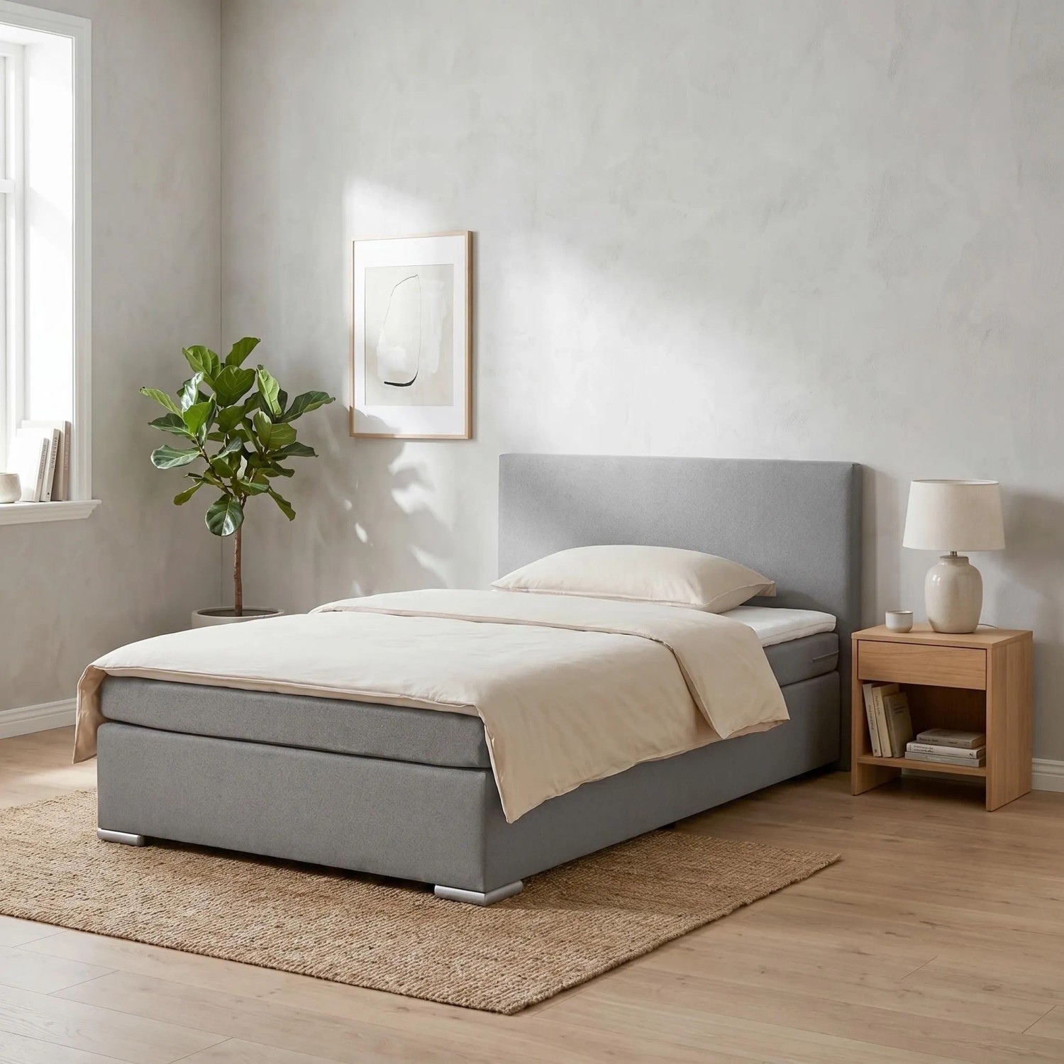 Based Boxspringbett Mira 2 Grau ca. 140x200cm