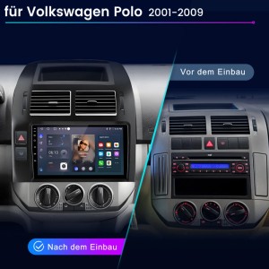 Junsun Autoradio für VW Polo 2001-2009: Vorher/Nachher-Vergleich mit modernem Touchscreen, CarPlay & Android Auto.
