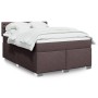 Boxspringbett vidaXL, dunkelbraun, 160x200 cm mit Matratze und weißer Bettwäsche.