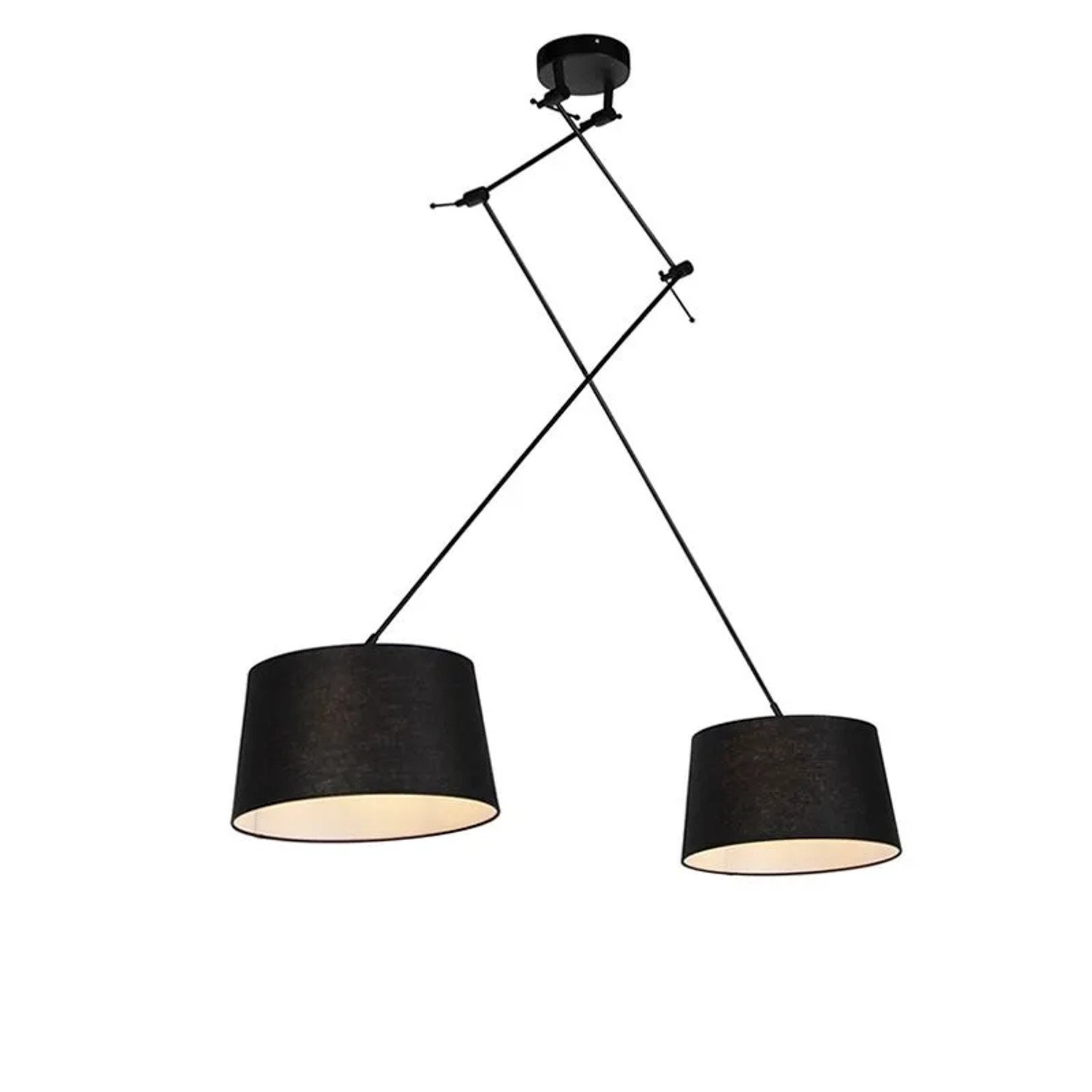 QAZQA Hängelampe mit Leinenschirm Schwarz 35 cm Blitz II Schwarz