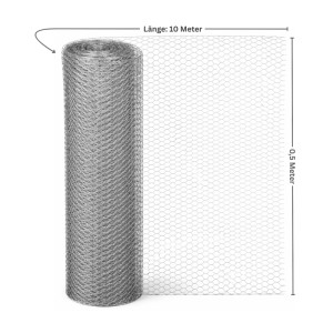 PROREGAL Maschendrahtzaun, Sechseckgeflecht, 0,5x10m, verzinkt. Ideal als Hasendraht oder Hühnerdraht.