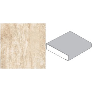 Arbeitsplatte Travertin Beige, 90 cm breit, Meterware mit abgerundeter Kante.