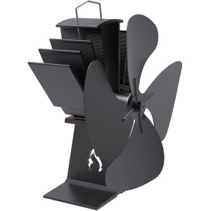 Aduro Kaminofen-Ventilator aus Stahl, schwarz, für bessere Wärmeverteilung.