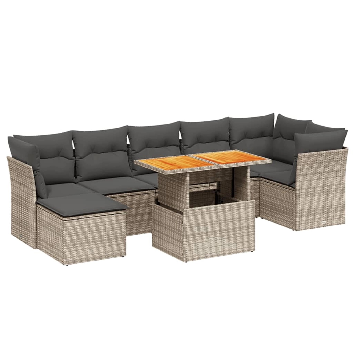 vidaXL 8-Tlg Garten-Sofagarnitur mit Kissen Grau Poly Rattan 3270948 günstig online kaufen