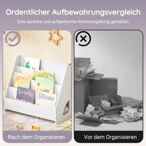 SoBuy Bücherregal Kinderregal mit 4 Offenen Fächer und 1 Ablagefächern KMB32-K-W