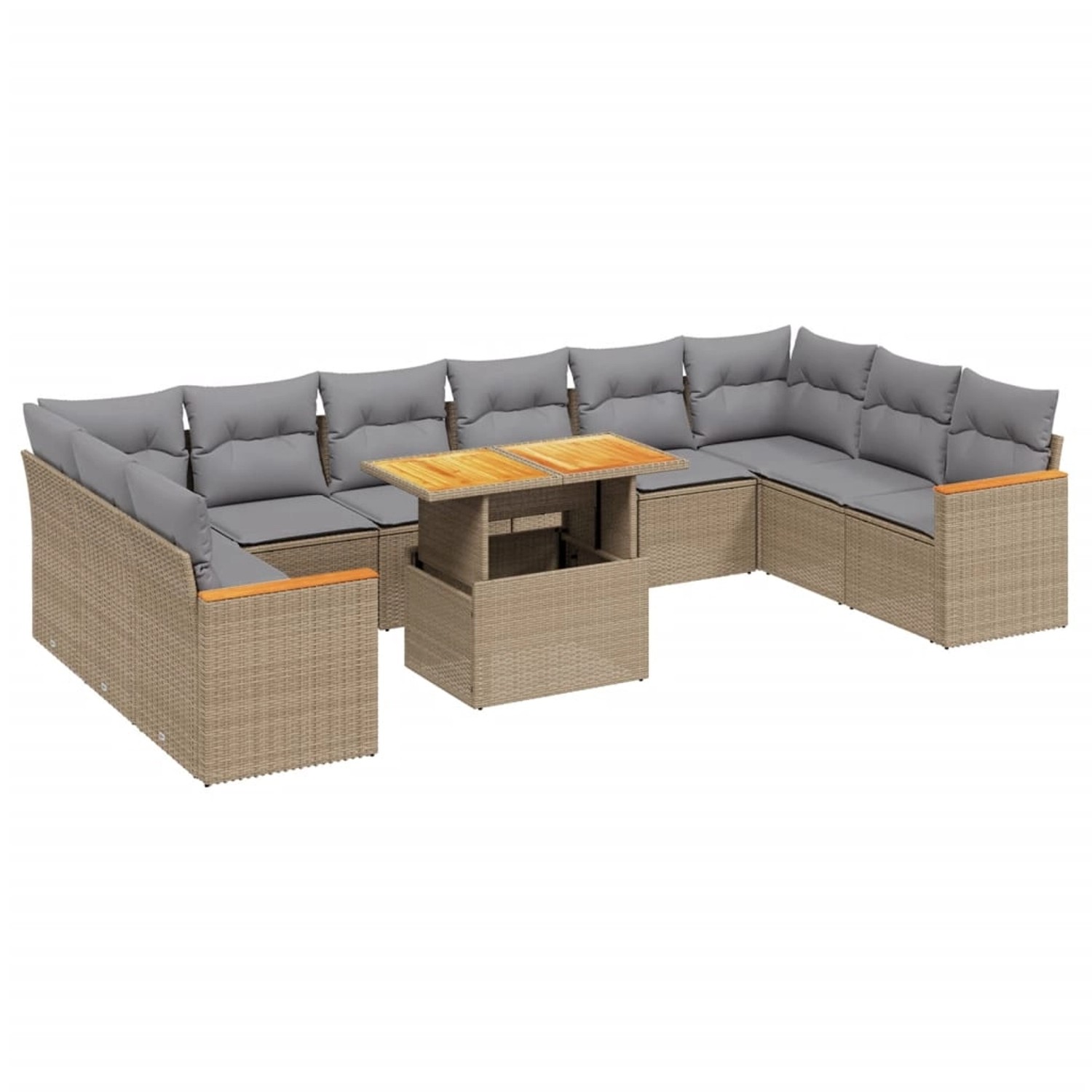 vidaXL 11-tlg Garten-Sofagarnitur mit Kissen Beige Poly Rattan Modell 187 günstig online kaufen