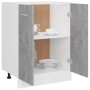 vidaXL Unterschrank, Betongrau, 60x46x81,5 cm, Holzwerkstoff, mit zwei offenen Türen und Geschirr.