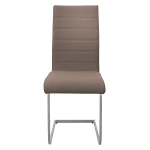 ML-Design Esszimmerstuhl im 6er-Set, brauner Freischwinger mit Kunstlederbezug und silbernem Gestell.