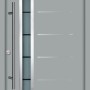 Moderne, graue Splendoor Thermospace Haustür Berlin Prime mit Edelstahlgriff und Glaseinsatz.