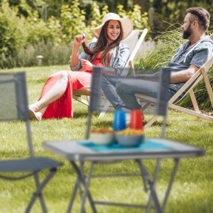 Relaxdays Balkontisch Glas Grau Klappbar 70 cm x 70 cm x 70 cm 10 kg