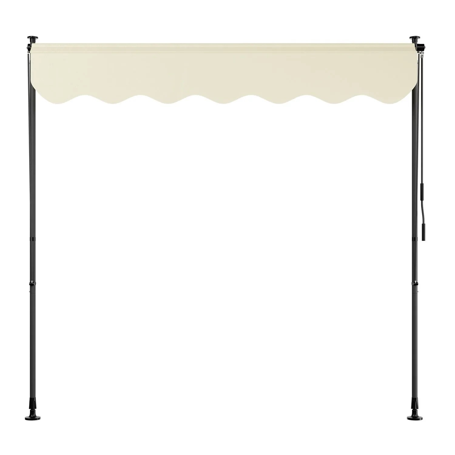 Juskys Klemmmarkise Kapstadt, 200x120 cm, beige, für Balkon und Terrasse ohne Bohren.