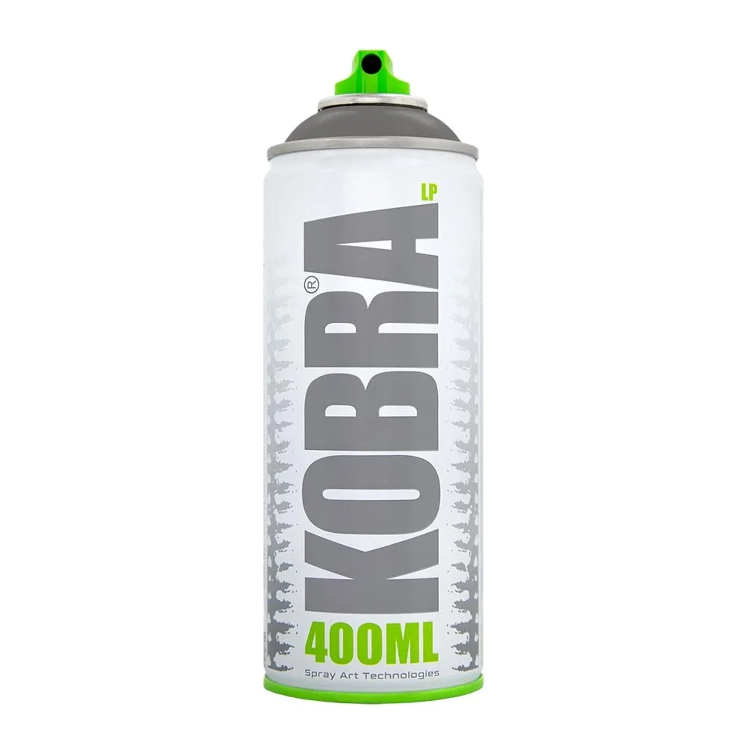 Kobra LP Buntlack Spray 400ml in Mausgrau Matt. Sprühdose mit grünem Sprühkopf.