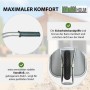 Details der TRUTZHOLM Schubkarre: Griffe, Rad und Standfuß für Komfort und Stabilität.