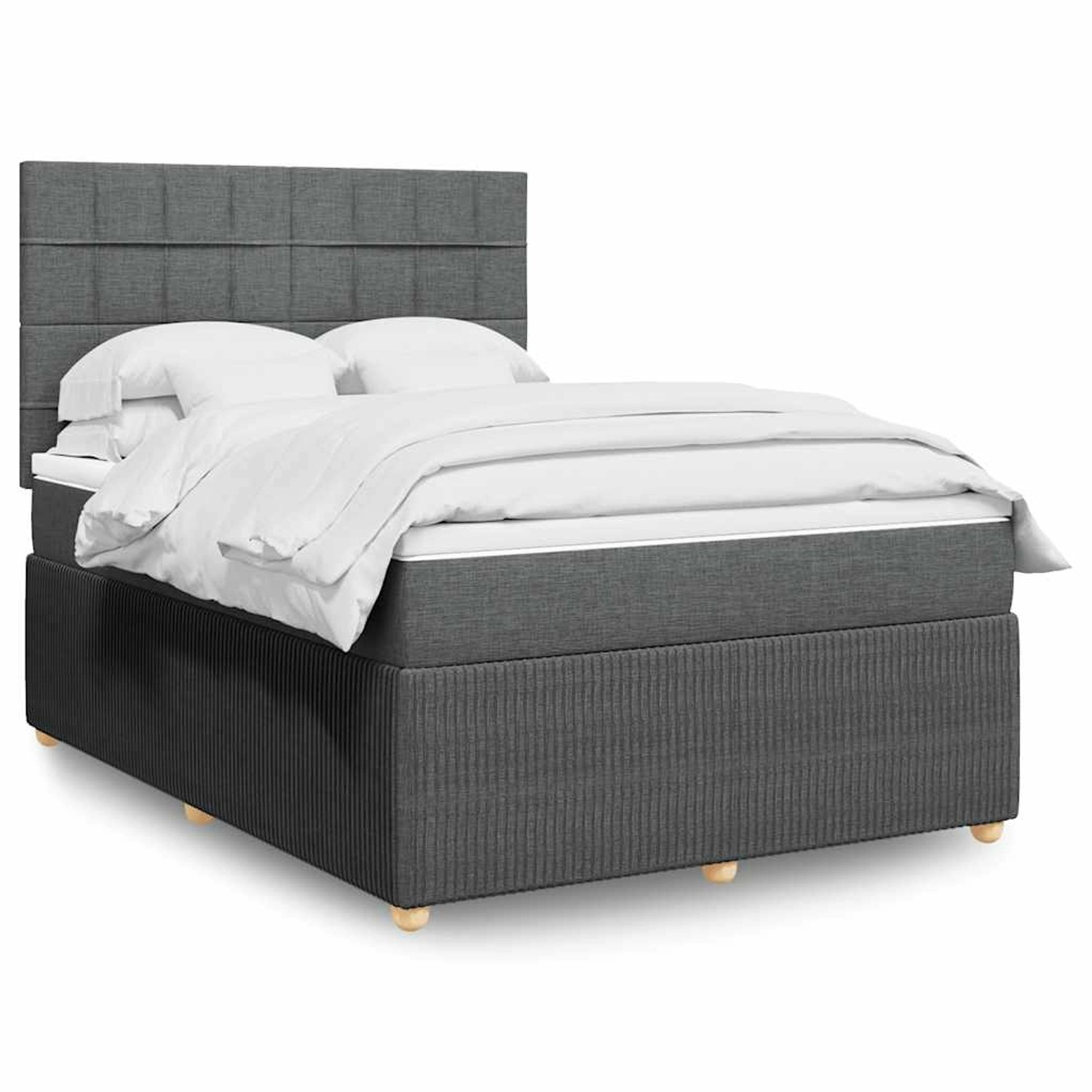 vidaXL Boxspringbett mit Matratze Dunkelgrau 140x190 cm Stoff 3294352 günstig online kaufen