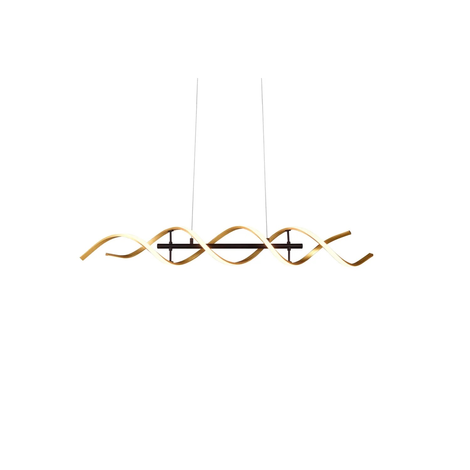 Goldfarbige LED-Pendelleuchte Sequence, 1-flammig, geschwungenes Design, dimmbar.