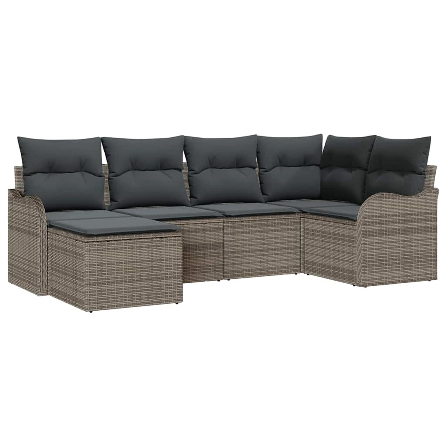 vidaXL Garten-Sofa-Set mit Kissen 6-Tlg Grau Poly Rattan 3354438 günstig online kaufen