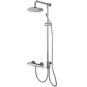 Aufputz Duschsystem mit Regendusche (20cm) der Serie Juliet von PaulGurkes, verchromt.