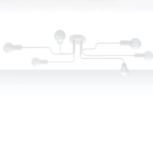 Moderner, weißer Kronleuchter Vector 6 von Sollux Lighting mit sechs Leuchten.