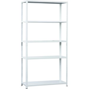 Weißes Metall-Steckregal MEDIUM, 193x100x40 cm, mit 5 Böden. Ideal für Keller, Garage oder Haushalt.