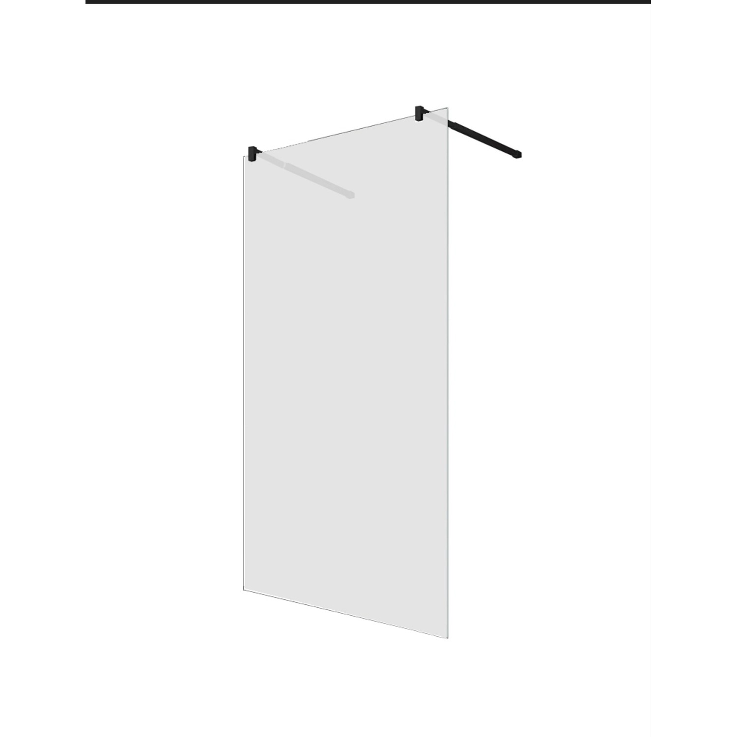 Glaszentrum Hagen 88x200cm Freistehende Dusche Satin 2x Halter Black