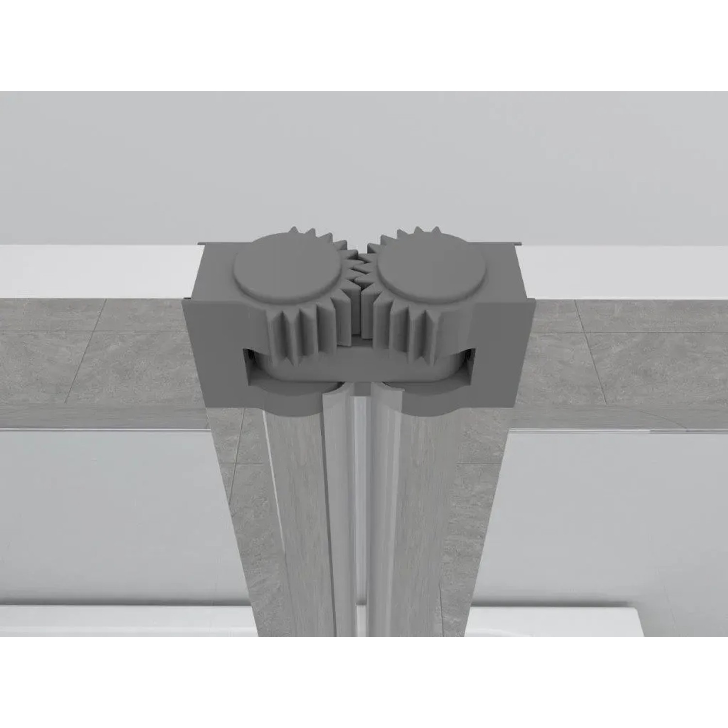 Detailaufnahme: Aurlane Badewannenfaltwand Silver Comfort, 3-flügelig, Chrom-Optik.