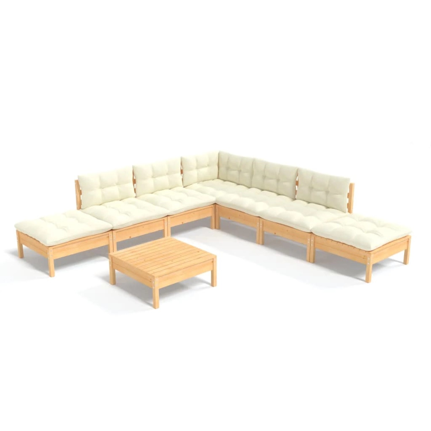 vidaXL 8-tlg Garten-Lounge-Set mit Creme Kissen Kiefernholz Modell 7