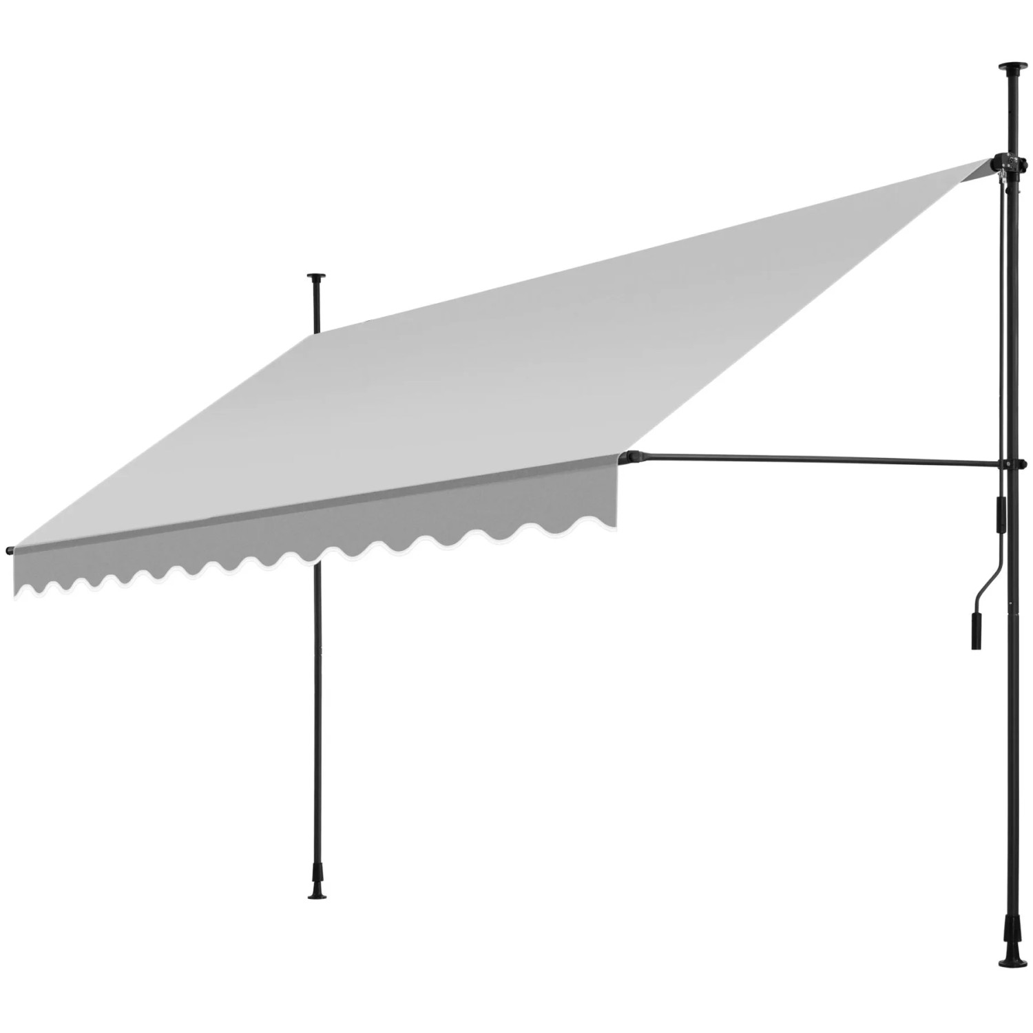 Tectake Klemmmarkise  Mit Handkurbel Uv Beständig 350 x 180 cm 180 x 350 x 304 cm Hellgrau