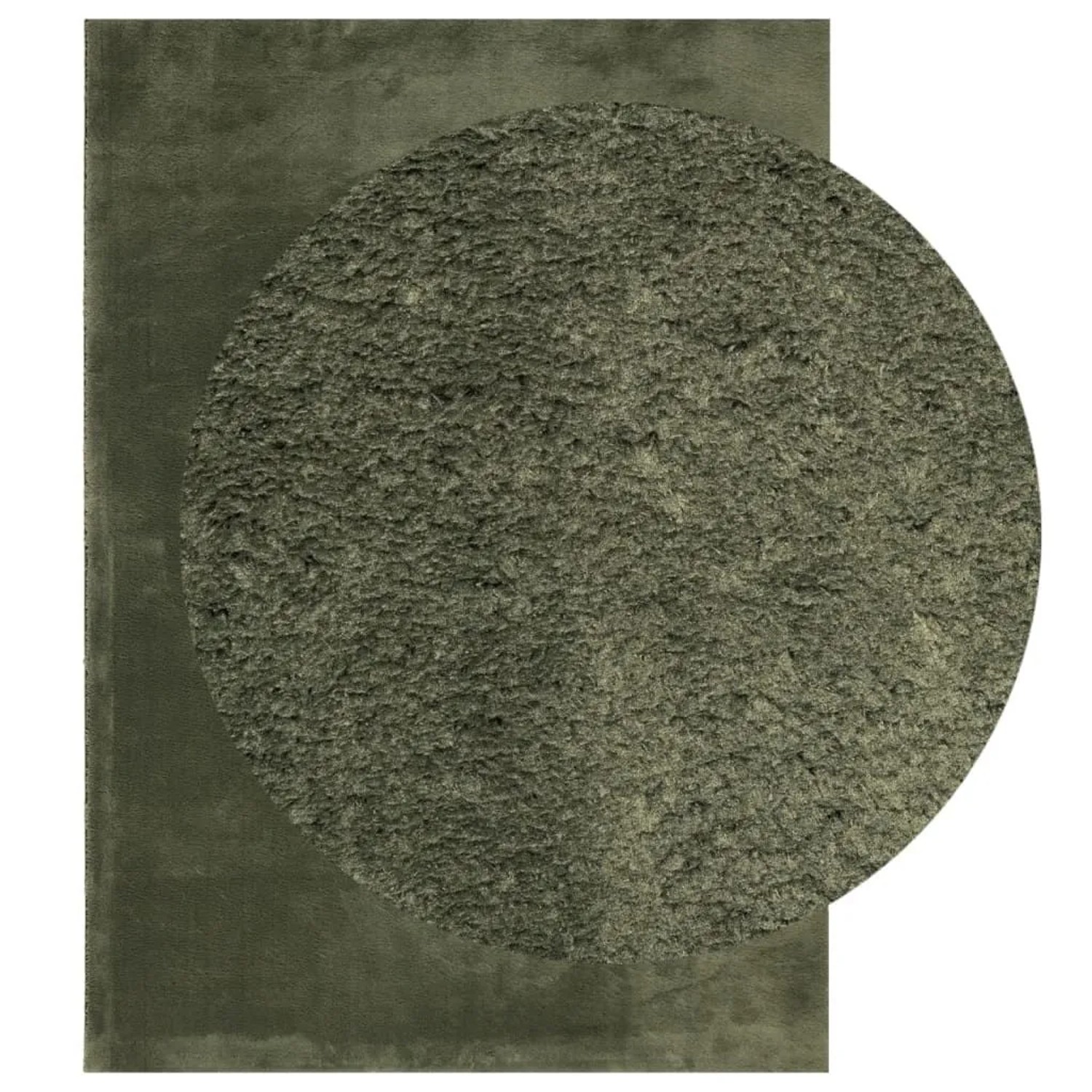 Rechteckiger vidaXL Kurzflor-Teppich HUARTE in Waldgrün, weich und flauschig, mit Detailansicht der Textur.