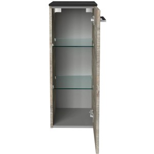 Offener Fackelmann Bad-Hängeschrank OXFORD in Eiche Natur mit zwei Glasböden.