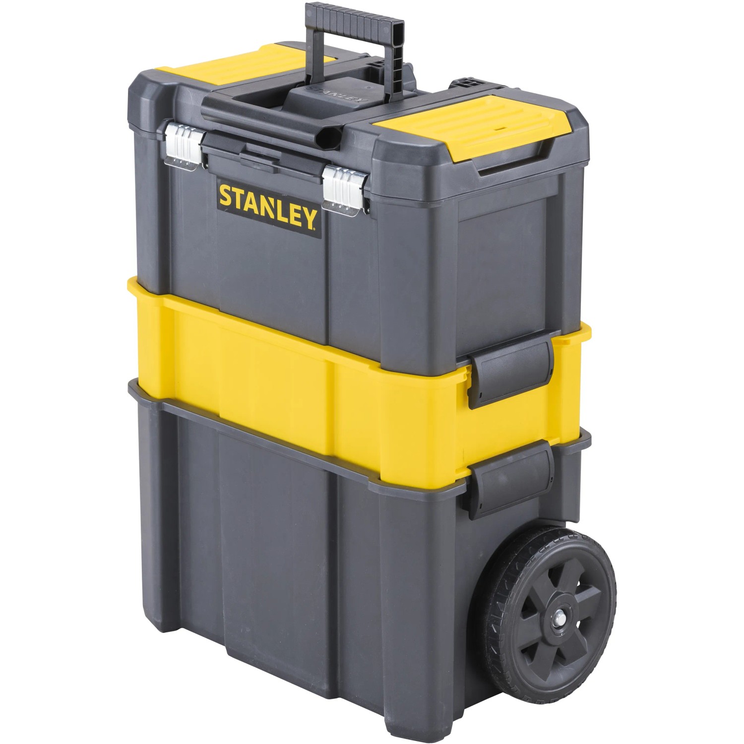 Stanley Rollende Werkstatt Essential STST1-80151, ein Werkstattwagen mit Rädern und Teleskopgriff.