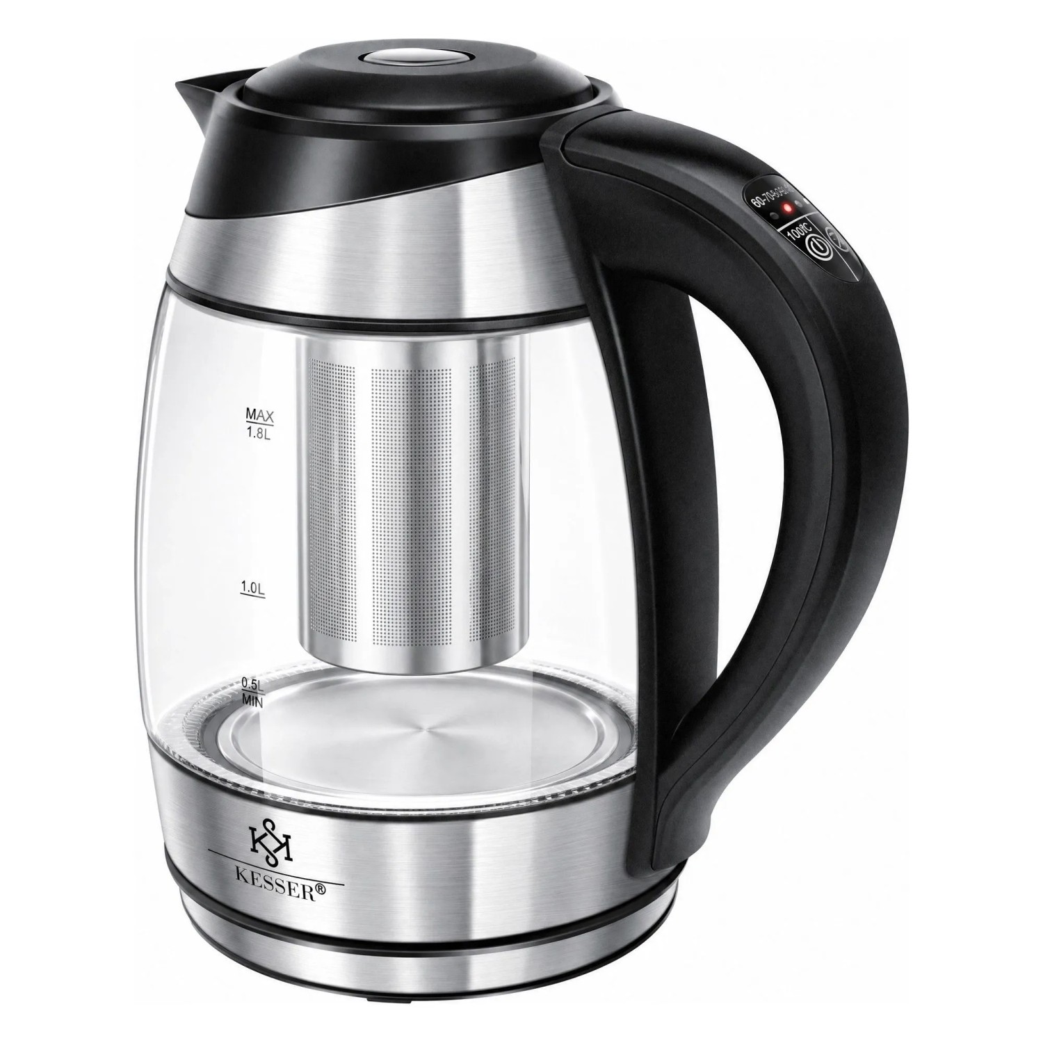 KESSER Glaswasserkocher 1800 ml 2200 W mit Warmhaltefunktion Schwarz