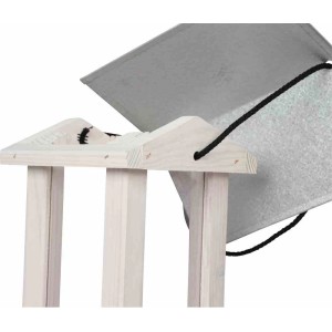 Siena Garden Vogelfutterspender aus Kiefernholz, weiß und silber, mit verzinktem Dach.