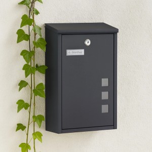 Relaxdays Briefkasten Hochformat Eisen Anthrazit Abschließbar 40 cm x 25 cm x 11,5 cm 2 kg