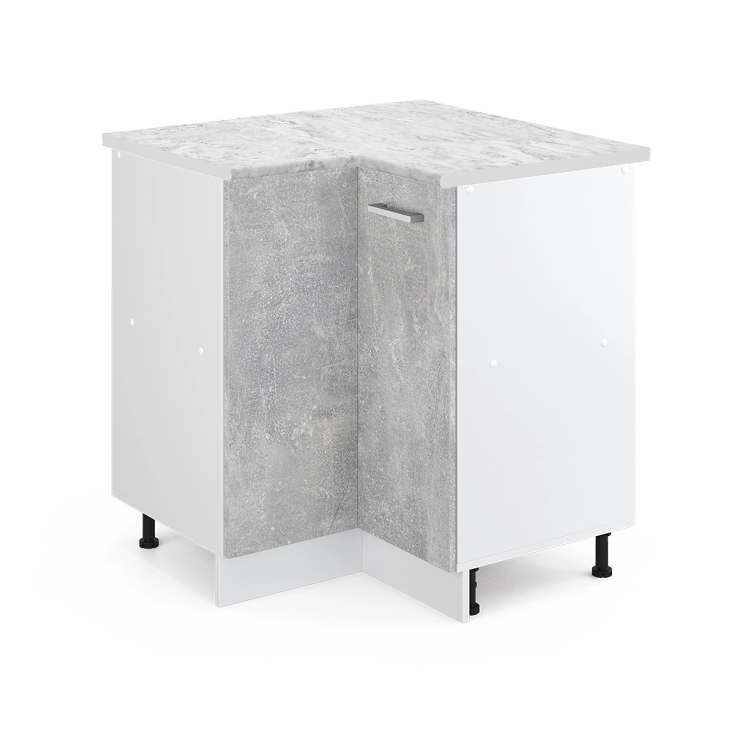 Vicco Eckunterschrank R-Line Küchen Eckschrank Beton/Weiß 76 cm AP Marmor