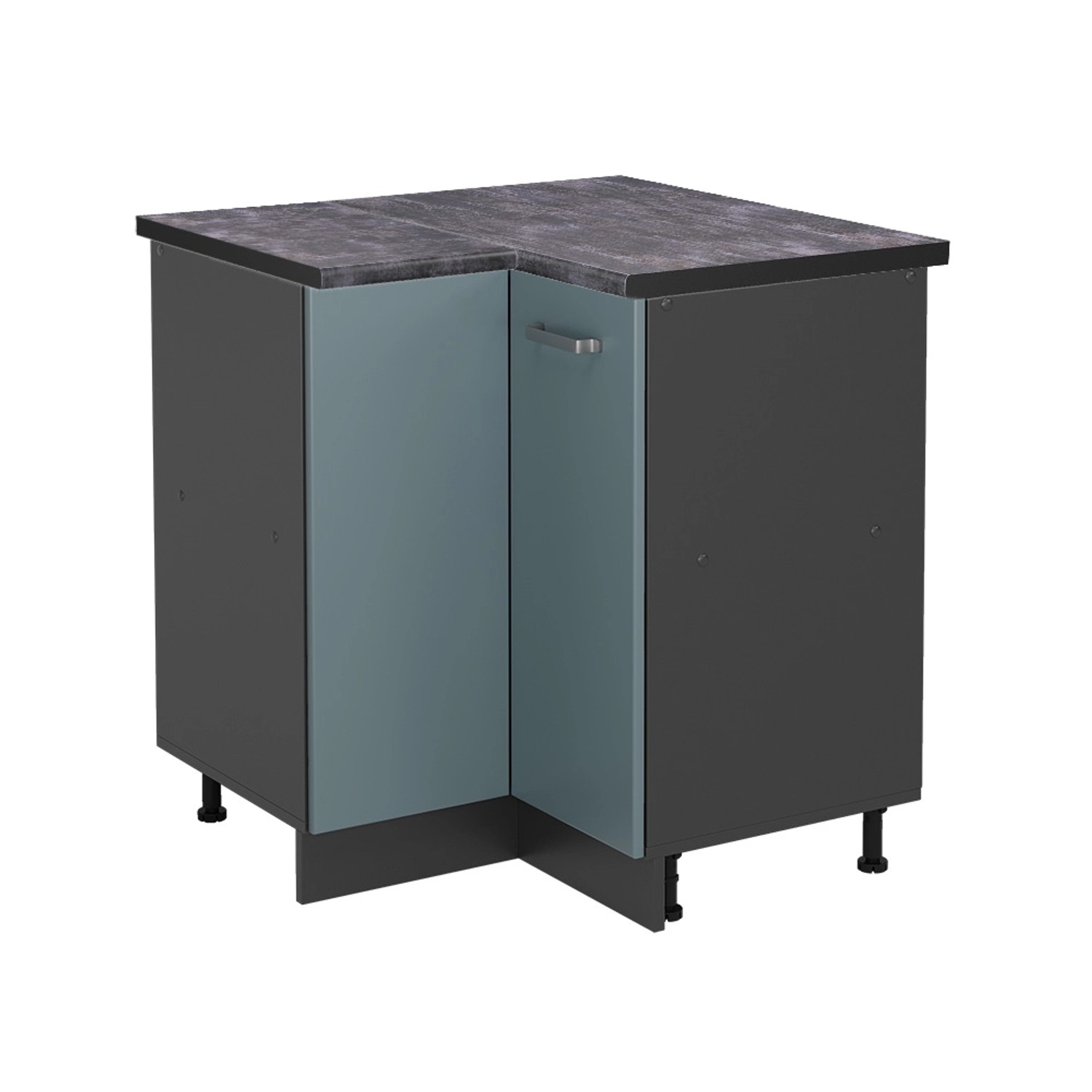Vicco Eckunterschrank R-Line Blau-Grau/Anthrazit 76 cm AP Anthrazit
