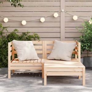 vidaXL Gartensofa 2-Sitzer mit Hocker Massivholz Kiefer 838019