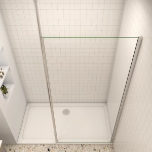 AICA Walk-In Duschkabine 80x200cm mit Deckenstrebe, 8mm NANO Glas, chromglänzend.