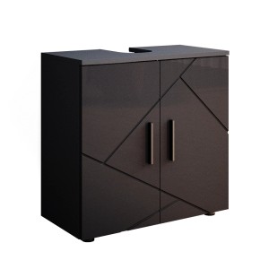 Vicco Waschbeckenunterschrank Irma, anthrazit hochglanz, 60x59 cm. Badmöbel mit Stauraum.